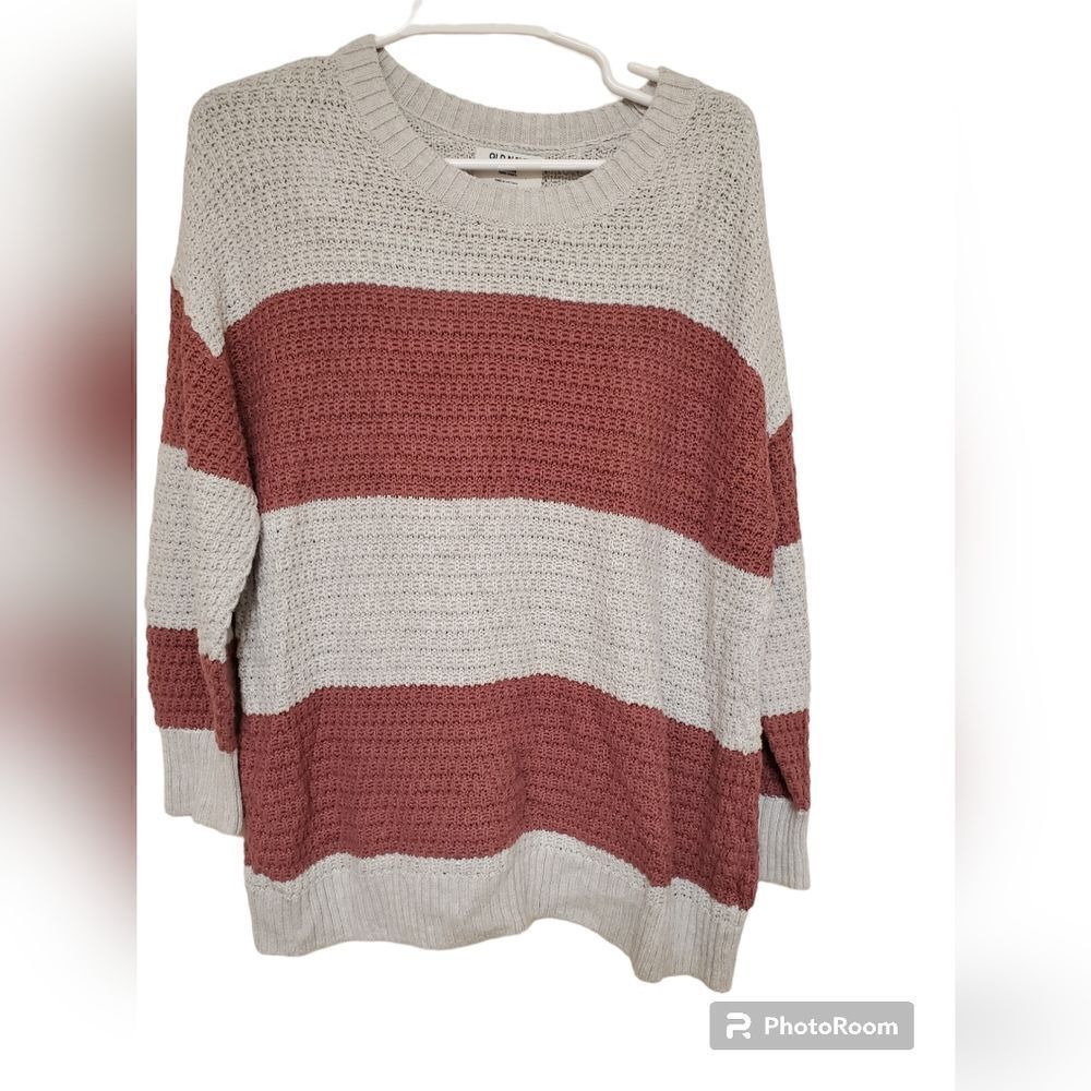 Old Navy Colorblock Knit Tunic Sweater XLP Gray Mauve